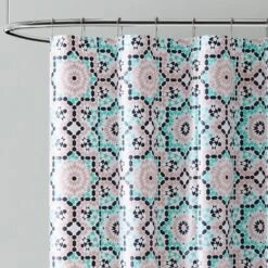 14pc Home Cora Medallion PEVA Shower Curtain Bath Set Blush - VCNY