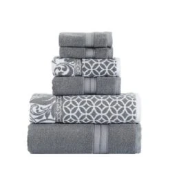 Modern Threads Reversible Yarn Dyed Jacquard Towel Set, Trefoil Filigree. -Bathroom Products Store GUEST 8250ff6d 8ddd 4d04 81c0 bea040478099