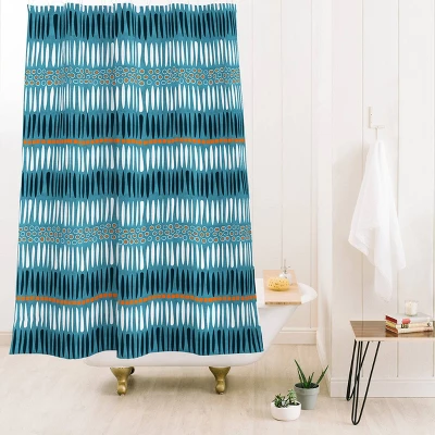 Caroline Okun Baby Teeth Mudcloth Shower Curtain Blue - Deny Designs