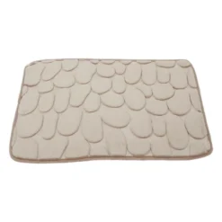 Unique Bargains Bathroom Rugs Polyester Bath Mat Machine Washable Beige Cobblestone Pattern 23.62"x15.75" -Bathroom Products Store GUEST 855e7c15 9f6c 4b5a 952f a193c92ded27