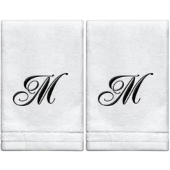Creative Scents Set Of 2 White Fingertip Monogrammed Towels, Black Embroidered 20 Creative Scents Set Of 2 White Fingertip Monogrammed Towels, Black Embroidered -Bathroom Products Store GUEST 85fb18e9 81ca 49b5 8d4b ef8241588bdb