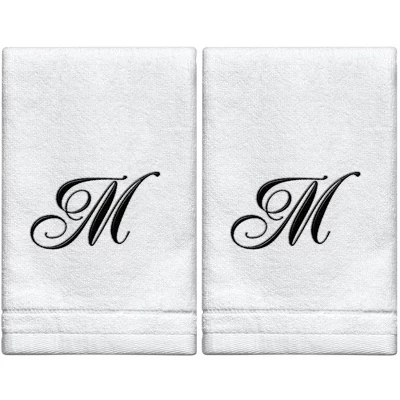 Creative Scents Set of 2 White Fingertip Monogrammed Towels, Black Embroidered Creative Scents Set Of 2 White Fingertip Monogrammed Towels, Black Embroidered -Bathroom Products Store GUEST 85fb18e9 81ca 49b5 8d4b ef8241588bdb