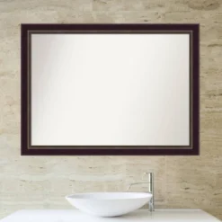 42" X 31" Non-Beveled Signore Bronze Wood Bathroom Wall Mirror - Amanti Art -Bathroom Products Store GUEST 862d1425 4f81 40de 8e0c c96714f552d0
