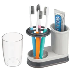 MDesign Toothpaste/Toothbrush Holder Stand Center, Rinse Cup/Cover -Bathroom Products Store GUEST 8810005d 2308 4d8b b715 1d7da95e1b0b