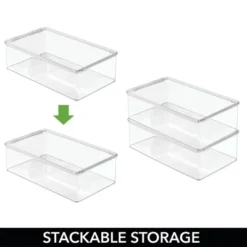 MDesign Plastic Bathroom Stackable Storage Container Box With Lid -Bathroom Products Store GUEST 889bfcc6 3e40 415c 81b1 e01448b49a77