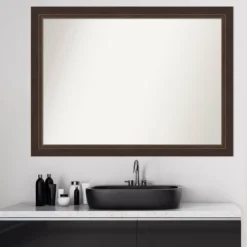 43" X 32" Non-Beveled Lara Wood Bathroom Wall Mirror Bronze - Amanti Art -Bathroom Products Store GUEST 896f1ebd c96c 4d65 8035 474204dc02a7