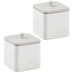 MDesign Square Metal Bathroom Vanity Canister Apothecary Jar 2 Pack -Bathroom Products Store GUEST 8a815838 cb96 477b 95ab 777e4b32c80a