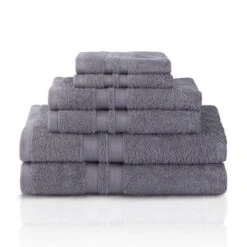 Cotton 6 Piece Bath Towel Set, Plush And Quick Drying, Classic Ionic Jacquard Border And Embroidered Trim By Blue Nile Mills -Bathroom Products Store GUEST 8d0e1de0 aa2d 4b95 a5c7 287b2e261ab4