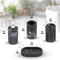 4pc Marble Resin Marble Effect Bath Accessory Set Black - KRALIX 5 4pc Marble Resin Marble Effect Bath Accessory Set Black - KRALIX -Bathroom Products Store GUEST 8fa302fe 3ca2 462f 81af 1b135a1e6ac3