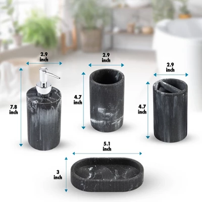 4pc Marble Resin marble effect Bath Accessory Set Black - KRALIX 4pc Marble Resin Marble Effect Bath Accessory Set Black - KRALIX -Bathroom Products Store GUEST 8fa302fe 3ca2 462f 81af 1b135a1e6ac3