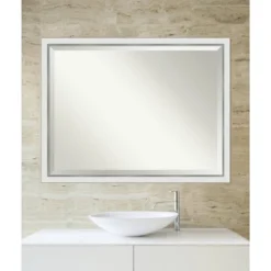 43" X 33" Eva White Silver Framed Bathroom Vanity Wall Mirror - Amanti Art 4 43" X 33" Eva White Silver Framed Bathroom Vanity Wall Mirror - Amanti Art -Bathroom Products Store GUEST 929c4eb3 d6ce 4e3c a06a 359612150019