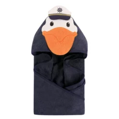 Hudson Baby Infant Boy Cotton Animal Hooded Towel, Pelican, One Size
