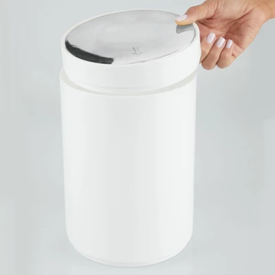 mDesign Plastic Small Round Trash Can Wastebasket, Swing Lid MDesign Plastic Small Round Trash Can Wastebasket, Swing Lid -Bathroom Products Store GUEST 9343604e 22ad 453a 8037 62bf30af13c5