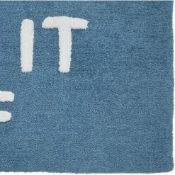 Kate Aurora Dorm Basics "Take It Off" Blue Typography Soft Tufted Oversized Bath Rug Runner - 2'x5' -Bathroom Products Store GUEST 954a4f7f 0073 48fd a63c 3b240aca7944