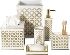 Creative Scents Diamond Lattice White And Gold Wastebasket 4 Creative Scents Diamond Lattice White And Gold Wastebasket -Bathroom Products Store GUEST 98d115b8 875a 4eb8 b422 403216e4666a
