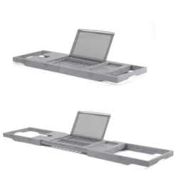 Bambusi Bathtub Caddy With Extendable Sides, Wine Glass Holder, Book Stand And Phone Tray, Gray 5 Bambusi Bathtub Caddy With Extendable Sides, Wine Glass Holder, Book Stand And Phone Tray, Gray -Bathroom Products Store GUEST 9957f0a6 256a 4938 b0a1 c05c87e01a64