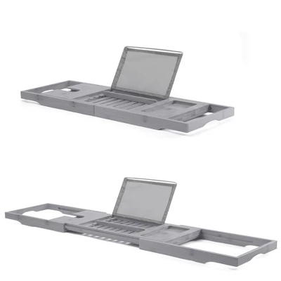 Bambusi Bathtub Caddy with Extendable Sides, Wine Glass Holder, Book Stand and Phone Tray, Gray Bambusi Bathtub Caddy With Extendable Sides, Wine Glass Holder, Book Stand And Phone Tray, Gray -Bathroom Products Store GUEST 9957f0a6 256a 4938 b0a1 c05c87e01a64