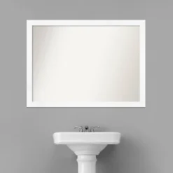 41" X 30" Non-Beveled Cabinet Narrow Bathroom Wall Mirror White - Amanti Art -Bathroom Products Store GUEST 9f0d6aae a92b 444d 8198 d7a661f21490