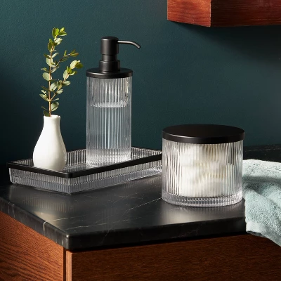 Ribbed Glass Canister Black - Threshold™ Ribbed Glass Canister Black - Threshold™ -Bathroom Products Store GUEST 9fe50b5f 97c7 43f8 a353 f0af066ccb18