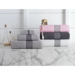 4pc Anton Turkish Cotton Bath Towel Set Silver - Enchante Home