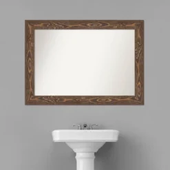 42" X 30" Non-Beveled Bridge Wood Bathroom Wall Mirror Brown - Amanti Art -Bathroom Products Store GUEST a1c707b5 af41 461c 8f42 56a6a42cb397