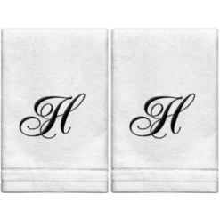 Creative Scents Set Of 2 White Fingertip Monogrammed Towels, Black Embroidered 15 Creative Scents Set Of 2 White Fingertip Monogrammed Towels, Black Embroidered -Bathroom Products Store GUEST a1e4ee6e 0a6a 4040 9dd6 d3552f57649c