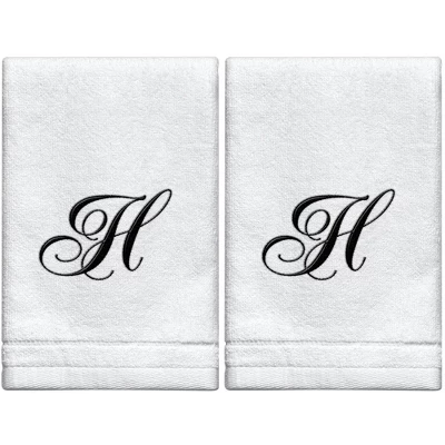 Creative Scents Set of 2 White Fingertip Monogrammed Towels, Black Embroidered Creative Scents Set Of 2 White Fingertip Monogrammed Towels, Black Embroidered -Bathroom Products Store GUEST a1e4ee6e 0a6a 4040 9dd6 d3552f57649c