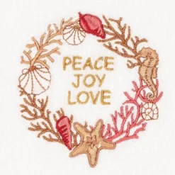 2pk Peace Joy Love Holiday Hand Towel Set White - Linum Home Textiles