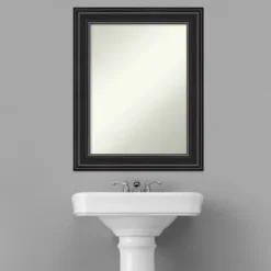 24" X 30" Non-Beveled Ridge Black Bathroom Wall Mirror - Amanti Art -Bathroom Products Store GUEST a60f3638 22ba 4597 9b0e 9233afb8bd70