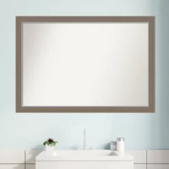 39" X 27" Non-Beveled Eva Narrow Bathroom Wall Mirror Brown - Amanti Art -Bathroom Products Store GUEST a62821d0 59bf 4eb4 b0ec b2bf9d25ec7c