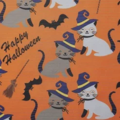Kate Aurora Halloween Accents Kitty Witches & Broomsticks Festive Orange Fabric Shower Curtain - Standard Size -Bathroom Products Store GUEST a6755155 28b4 4e1d 91d6 1975e08aa3a3
