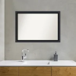 40" X 28" Non-Beveled Nero Wood Bathroom Wall Mirror Black - Amanti Art -Bathroom Products Store GUEST a70ba876 a073 4850 8743 3ff6727817f6
