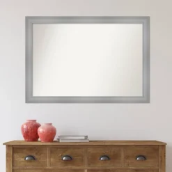 40" X 28" Non-Beveled Flair Bathroom Wall Mirror Polished Nickel - Amanti Art -Bathroom Products Store GUEST aba3e0b2 a08c 470b af9f 525665348d85