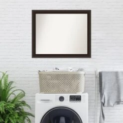 32" X 26" Non-Beveled Romano Espresso Narrow Wood Bathroom Wall Mirror - Amanti Art -Bathroom Products Store GUEST ada38d9a 1ca4 4185 9270 2ff7d660dd0c