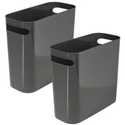 MDesign Slim Plastic Small Trash Can Wastebasket With Handles, 2 Pack -Bathroom Products Store GUEST adbc0f3d ead7 4edc a5dc 6c3f5400a12d