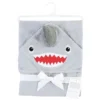 Hudson Baby Infant Boy Cotton Animal Face Hooded Towel, Shark, One Size