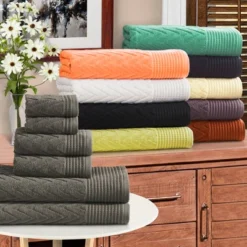 Cotton 6-Piece Bath Towel Set, Soft Plush Quick Dry Decorative, Thick And Durable, Modern Chevron Highly Absorbent Jacquard Design By Blue Nile Mills 5 Cotton 6-Piece Bath Towel Set, Soft Plush Quick Dry Decorative, Thick And Durable, Modern Chevron Highly Absorbent Jacquard Design By Blue Nile Mills -Bathroom Products Store GUEST af9f8ef1 6bfc 4884 822c c4a08534268b