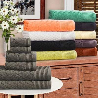 Cotton 6-Piece Bath Towel Set, Soft Plush Quick Dry Decorative, Thick and Durable, Modern Chevron Highly Absorbent Jacquard Design by Blue Nile Mills Cotton 6-Piece Bath Towel Set, Soft Plush Quick Dry Decorative, Thick And Durable, Modern Chevron Highly Absorbent Jacquard Design By Blue Nile Mills -Bathroom Products Store GUEST af9f8ef1 6bfc 4884 822c c4a08534268b