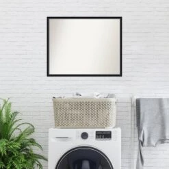 29" X 23" Non-Beveled Lucie Wood Bathroom Wall Mirror Black - Amanti Art -Bathroom Products Store GUEST b2263bfa b633 4a04 a6c8 66b59bc4a74a