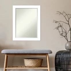 Amanti Art Wedge White Petite Bevel Bathroom Wall Mirror 28 X 22 In. -Bathroom Products Store GUEST b3388696 6e9c 4cef 8c8b 078f0e882184