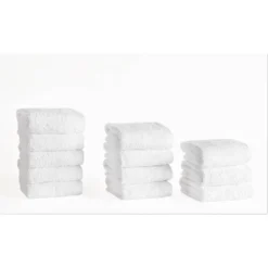 12pc Hotel Collection Washcloth Set White - Makroteks
