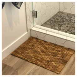 Woven Teak Bath Mat Brown - Hip-o Modern Living