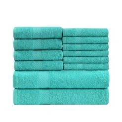 Absorbent Eco-Friendly Cotton Assorted 12-Piece Bath, Hand, Face Towel Set By Blue Nile Mills -Bathroom Products Store GUEST b8986b2a bd33 4526 81eb 3d266eb17aa8