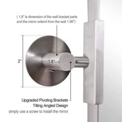 ANDY STAR Modern Decorative 22 X 34 Inch Rectangle Wall Mounted Hanging Bathroom Vanity Mirror With Stainless Steel Metal Frame, Brushed Nickel