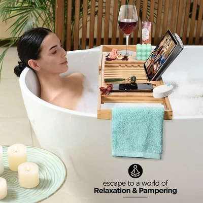 Bathtub Caddy - Foldable Expandable Size, Fits Most Tubs Waterproof Bathtub Tray & Caddy Tray Holder for Wine Glass, Book, Soap, Phone - Homeitusa Bathtub Caddy - Foldable Expandable Size, Fits Most Tubs Waterproof Bathtub Tray & Caddy Tray Holder For Wine Glass, Book, Soap, Phone - Homeitusa -Bathroom Products Store GUEST bc3244c5 ccbc 4d6e 8756 743043ccccc2
