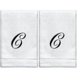 Creative Scents Set Of 2 White Fingertip Monogrammed Towels, Black Embroidered 10 Creative Scents Set Of 2 White Fingertip Monogrammed Towels, Black Embroidered -Bathroom Products Store GUEST bf9b8a63 682b 4454 8086 76627388f14e