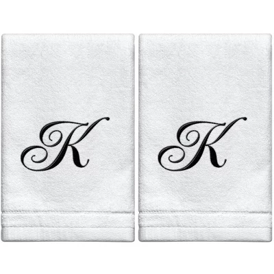 Creative Scents Set of 2 White Fingertip Monogrammed Towels, Black Embroidered Creative Scents Set Of 2 White Fingertip Monogrammed Towels, Black Embroidered -Bathroom Products Store GUEST c1ef88aa 3e6d 43ce a936 fc29ca0cb3e8