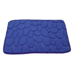 Unique Bargains Cobblestone Pattern Bathroom Rugs Polyester Bath Mat Machine Washable Dark Blue 80x50cm -Bathroom Products Store GUEST c30238e5 3f76 450d 881f e1e4ded868b5