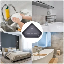 Unique Bargains Bath Corner Shower Shelves Adhesive Caddy With Hooks And Rod For Bathroom 9.57"x9.57"x1.97" 2 Sets -Bathroom Products Store GUEST c3834fd7 a572 4ad0 8cf7 45bf2662e377