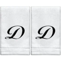 Creative Scents Set Of 2 White Fingertip Monogrammed Towels, Black Embroidered 11 Creative Scents Set Of 2 White Fingertip Monogrammed Towels, Black Embroidered -Bathroom Products Store GUEST c4c9af7d 8706 4a4a 943c a2c514dcd1af